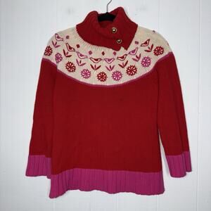 Kate Spade Women’s Merino Wool Embroidered Turtleneck Sweater Red Size Large